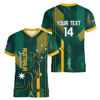 Australia Socceroos 2026 Custom Women V-Neck T-Shirt Go Aussie Kangaroo National Color