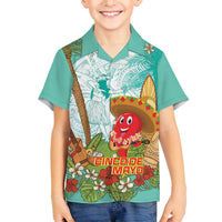 Hawaii Cinco de Mayo Family Matching Off The Shoulder Long Sleeve Dress and Hawaiian Shirt Chili Pepper Hula Girl Tropical Vibes
