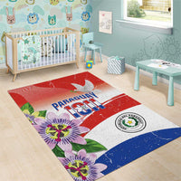 Paraguay 1811 Independence Day Area Rug Grunge Flag Mix Passion Flowers
