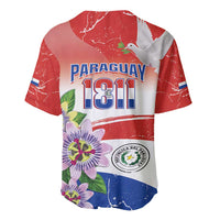 Paraguay 1811 Independence Day Baseball Jersey Grunge Flag Mix Passion Flowers