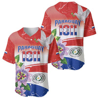 Paraguay 1811 Independence Day Baseball Jersey Grunge Flag Mix Passion Flowers