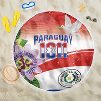 Paraguay 1811 Independence Day Beach Blanket Grunge Flag Mix Passion Flowers