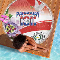 Paraguay 1811 Independence Day Beach Blanket Grunge Flag Mix Passion Flowers