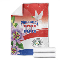 Paraguay 1811 Independence Day Blanket Grunge Flag Mix Passion Flowers