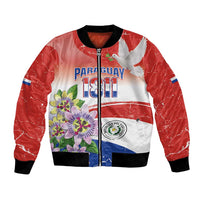 Paraguay 1811 Independence Day Bomber Jacket Grunge Flag Mix Passion Flowers