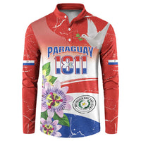 Paraguay 1811 Independence Day Button Sweatshirt Grunge Flag Mix Passion Flowers