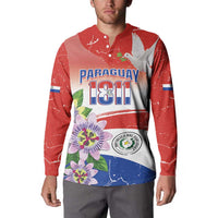 Paraguay 1811 Independence Day Button Sweatshirt Grunge Flag Mix Passion Flowers