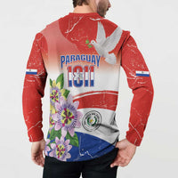 Paraguay 1811 Independence Day Button Sweatshirt Grunge Flag Mix Passion Flowers