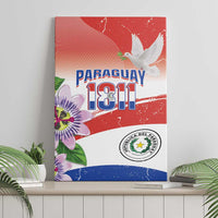 Paraguay 1811 Independence Day Canvas Wall Art Grunge Flag Mix Passion Flowers