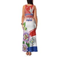Paraguay 1811 Independence Day Family Matching Tank Maxi Dress and Hawaiian Shirt Grunge Flag Mix Passion Flowers