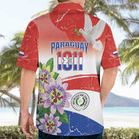 Paraguay 1811 Independence Day Hawaiian Shirt Grunge Flag Mix Passion Flowers