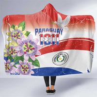 Paraguay 1811 Independence Day Hooded Blanket Grunge Flag Mix Passion Flowers