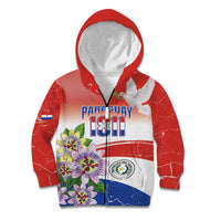 Paraguay 1811 Independence Day Kid Hoodie Grunge Flag Mix Passion Flowers