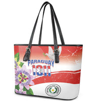 Paraguay 1811 Independence Day Leather Tote Bag Grunge Flag Mix Passion Flowers