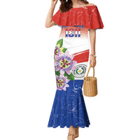 Paraguay 1811 Independence Day Mermaid Dress Grunge Flag Mix Passion Flowers