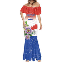 Paraguay 1811 Independence Day Mermaid Dress Grunge Flag Mix Passion Flowers