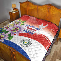 Paraguay 1811 Independence Day Quilt Grunge Flag Mix Passion Flowers