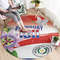 Paraguay 1811 Independence Day Round Carpet Grunge Flag Mix Passion Flowers