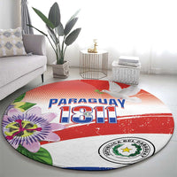 Paraguay 1811 Independence Day Round Carpet Grunge Flag Mix Passion Flowers