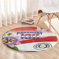 Paraguay 1811 Independence Day Round Carpet Grunge Flag Mix Passion Flowers