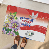 Paraguay 1811 Independence Day Rubber Doormat Grunge Flag Mix Passion Flowers