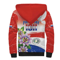 Paraguay 1811 Independence Day Sherpa Hoodie Grunge Flag Mix Passion Flowers