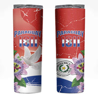 Paraguay 1811 Independence Day Skinny Tumbler Grunge Flag Mix Passion Flowers