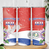 Paraguay 1811 Independence Day Skinny Tumbler Grunge Flag Mix Passion Flowers