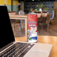 Paraguay 1811 Independence Day Skinny Tumbler Grunge Flag Mix Passion Flowers