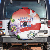 Paraguay 1811 Independence Day Spare Tire Cover Grunge Flag Mix Passion Flowers