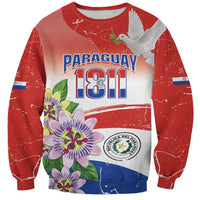 Paraguay 1811 Independence Day Sweatshirt Grunge Flag Mix Passion Flowers