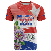 Paraguay 1811 Independence Day T Shirt Grunge Flag Mix Passion Flowers