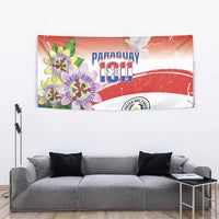 Paraguay 1811 Independence Day Tapestry Grunge Flag Mix Passion Flowers