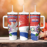 Paraguay 1811 Independence Day Tumbler With Handle Grunge Flag Mix Passion Flowers