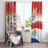 Paraguay 1811 Independence Day Window Curtain Grunge Flag Mix Passion Flowers