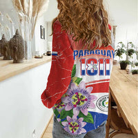 Paraguay 1811 Independence Day Women Casual Shirt Grunge Flag Mix Passion Flowers