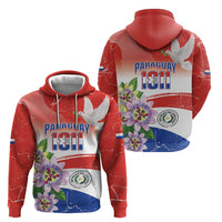 Paraguay 1811 Independence Day Zip Hoodie Grunge Flag Mix Passion Flowers