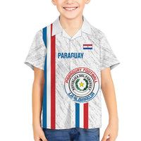 Custom Paraguay Football Family Matching Short Sleeve Bodycon Dress and Hawaiian Shirt Vamos Albirroja
