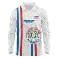 Custom Paraguay Football Long Sleeve Polo Shirt Vamos Albirroja