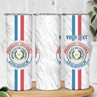 Custom Paraguay Football Skinny Tumbler Vamos Albirroja