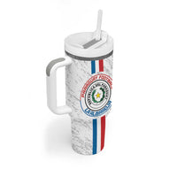 Custom Paraguay Football Tumbler With Handle Vamos Albirroja
