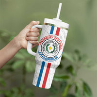 Custom Paraguay Football Tumbler With Handle Vamos Albirroja