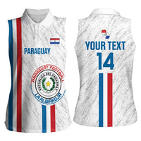 Custom Paraguay Football Women Sleeveless Polo Shirt Vamos Albirroja