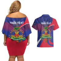 Personalised Haiti Flag Day Couples Matching Off Shoulder Short Dress and Hawaiian Shirt Lest Us Remember Our Heroes - Wonder Print Shop