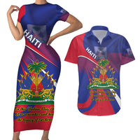 Personalised Haiti Flag Day Couples Matching Short Sleeve Bodycon Dress and Hawaiian Shirt Lest Us Remember Our Heroes - Wonder Print Shop