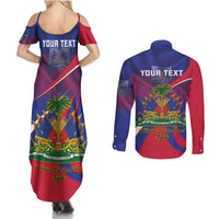 Personalised Haiti Flag Day Couples Matching Summer Maxi Dress and Long Sleeve Button Shirt Lest Us Remember Our Heroes - Wonder Print Shop