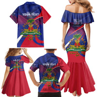 Personalised Haiti Flag Day Family Matching Mermaid Dress and Hawaiian Shirt Lest Us Remember Our Heroes - Wonder Print Shop