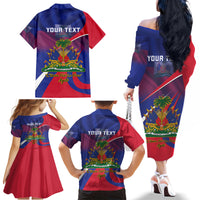 Personalised Haiti Flag Day Family Matching Off The Shoulder Long Sleeve Dress and Hawaiian Shirt Lest Us Remember Our Heroes - Wonder Print Shop