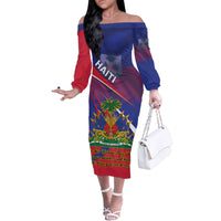 Personalised Haiti Flag Day Family Matching Off The Shoulder Long Sleeve Dress and Hawaiian Shirt Lest Us Remember Our Heroes - Wonder Print Shop
