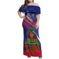 Personalised Haiti Flag Day Family Matching Off Shoulder Maxi Dress and Hawaiian Shirt Lest Us Remember Our Heroes - Wonder Print Shop